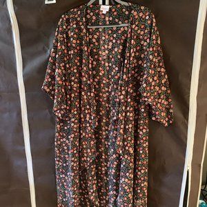 EUC LuLaRoe Shirley Kimono- L - Sheer Black Floral